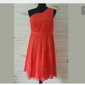 J. Crew Silk One Shoulder Ruffled Crumpled Dress